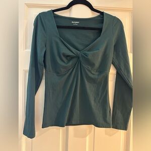 Old Navy Women's green Twist-Front Long Sleeve Top